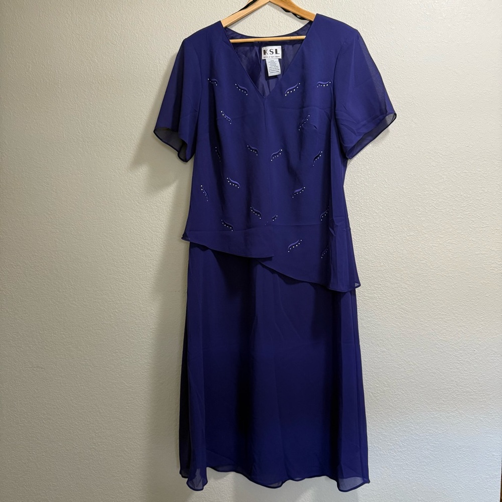 KSL Karin Stevens Dress - Size 20W - Purple w/ Rhinestones Details